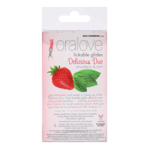 Doc Johnson Oralove Delicious Duo Lickable Strawberry & Mint