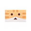 A light orange rectangular box of Okamoto condoms features a stylized cartoon cat face. It has darker orange stripes on the top, rounded black eyes, a brown triangular nose, and a white lower face and whiskers. The brand name "OKAMOTO CONDOMS" is printed in small orange letters on the upper left. The overall design is playful and eye-catching.