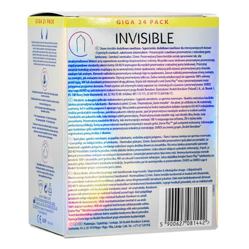 Durex Invisible Lubricated Box 24