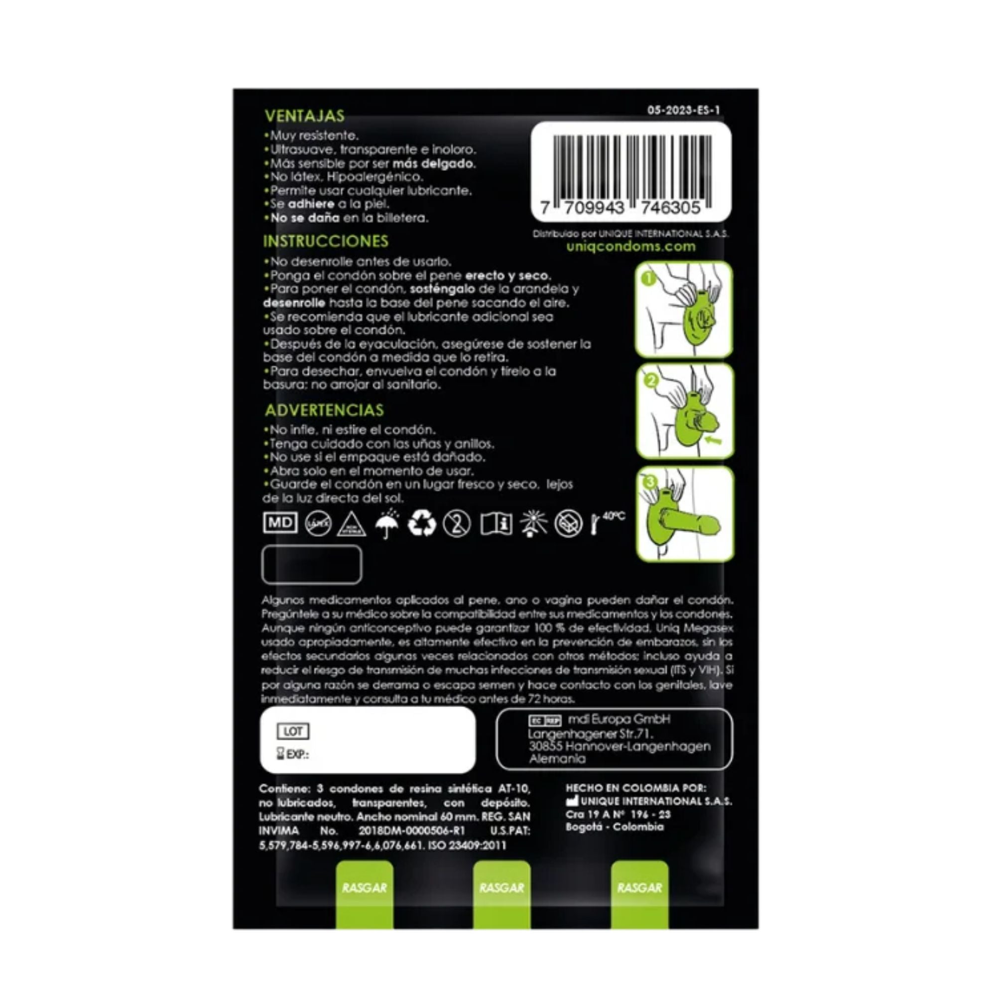 Uniq Megasex condoms 3 Pack Secondary image