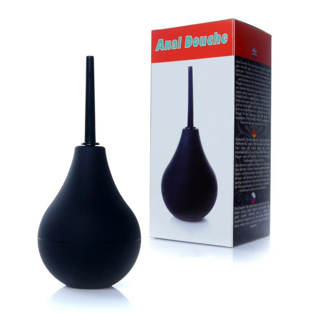 Black anal douche with packaging on a white background Main image