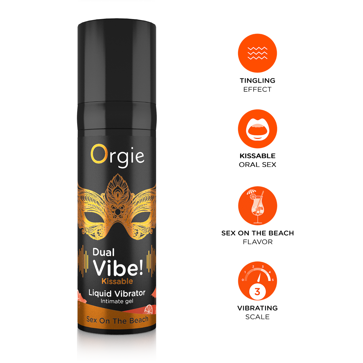 Orgie Dual Vibe Kissable Gel Sex on The Beach 0.5 fl oz