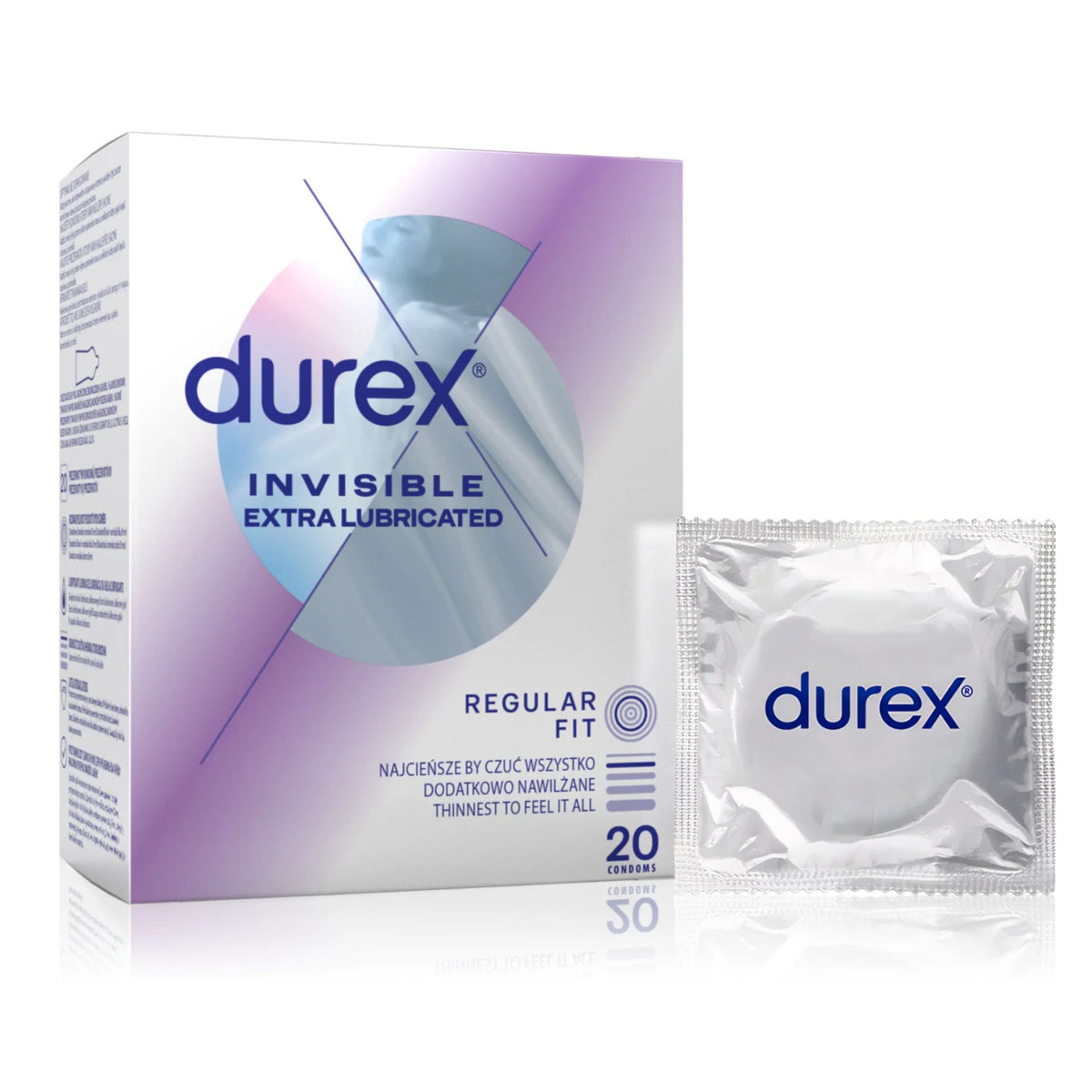 Durex Invisible Extra Lubricated Box 20 | WorldCondoms Main image
