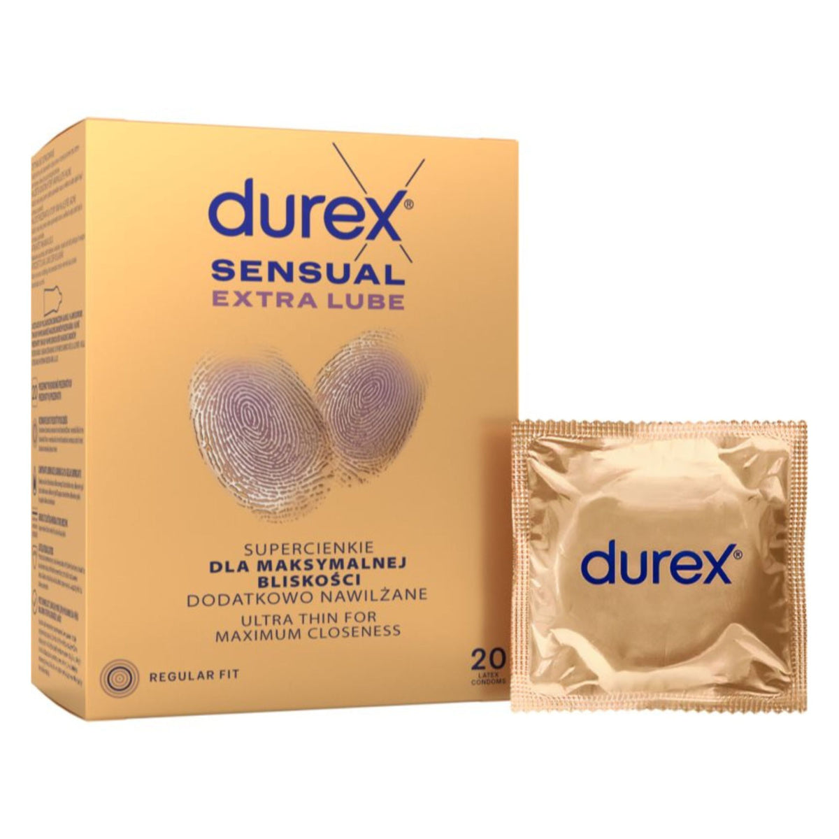 Durex Sensual EXTRA LUBE Box 20 | WorldCondoms Main image