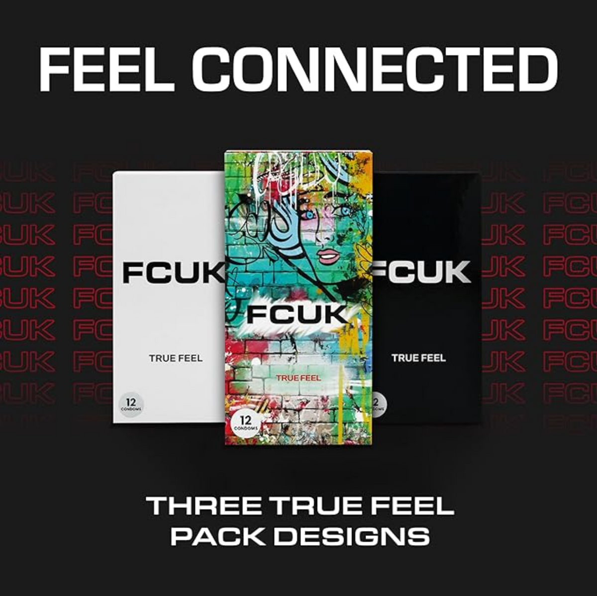 FCUK True Feel Condoms Black Box 12 | WorldCondoms