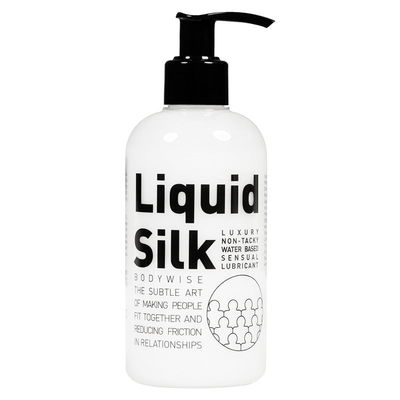 Liquid Silk Bodywise the subtle art of making people fit together and reducing friction in relationships. Luxury non-tacky water-based sensual lubricant. Main image