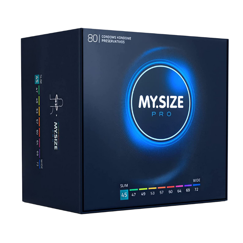 my.size pro 45mm condom box of 80 condoms.  Main image