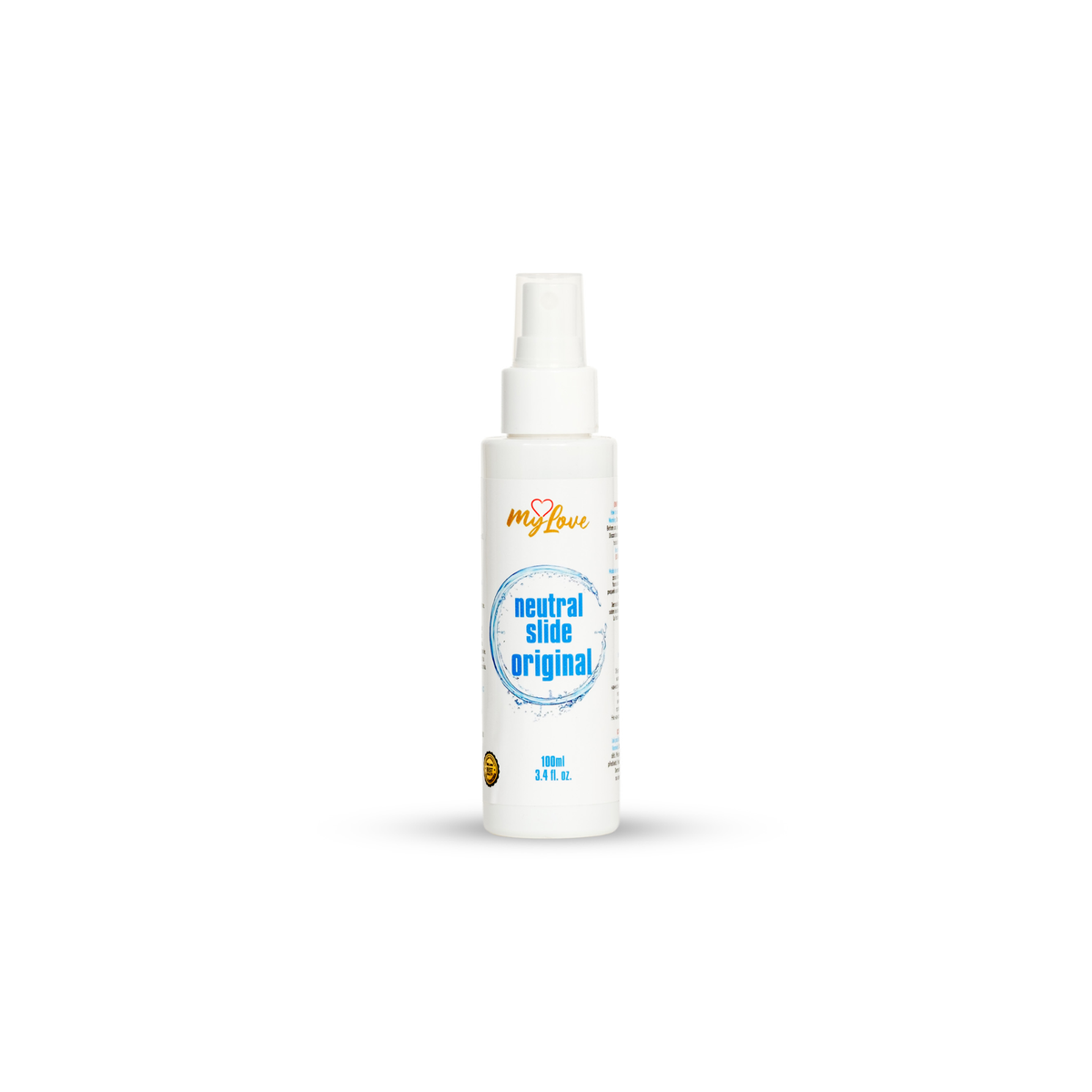 Front view of the 100 ml travel-size MyLove Neutral Slide Original bottle standing centered against a plain white backdrop.