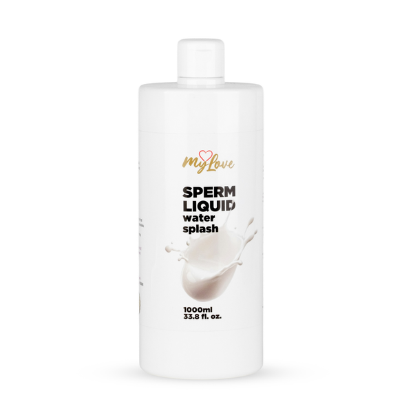 Front view of the large 1000 ml bottle of MyLove Sperm Liquid Water Splash lubricant standing centered against a plain white backdrop.