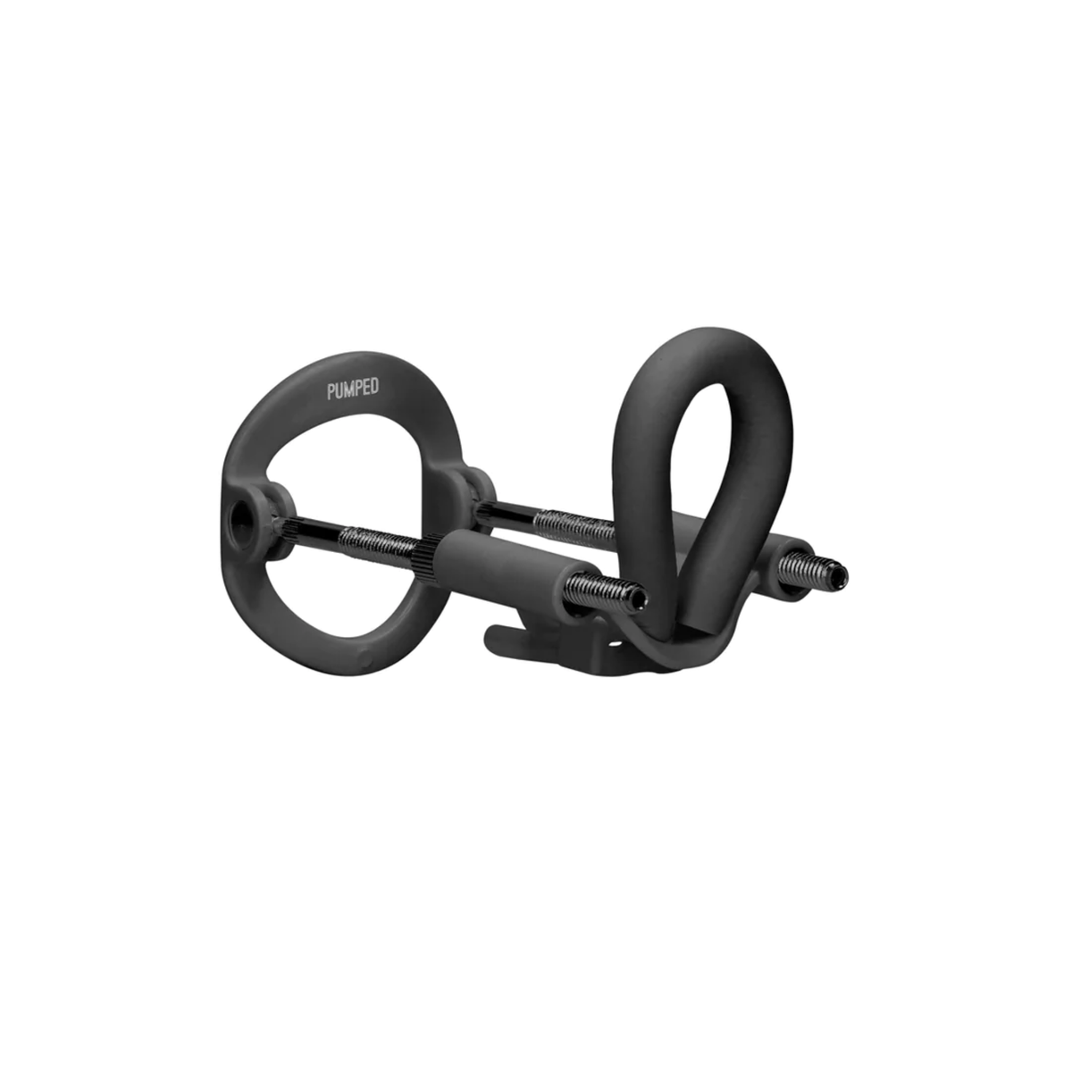 ide view of the black Pumped Penis Extender device in a white background.