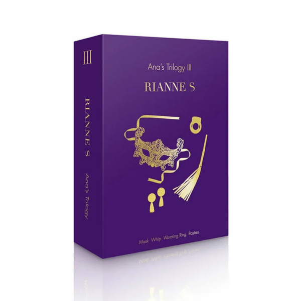 Deep purple outer presentation box for Rianne S Ana's Trilogy III Kit with gold foil lettering and minimal icon line art.
