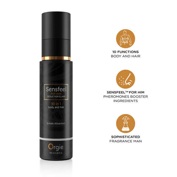 Orgie Sensfeel Seduction Elixir for Man 10in1 Body & Hair 3.38 fl oz