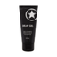 Front studio view of the 100 ml (3.38 fl oz) matte black squeeze tube of Shots Delay Gel featuring a silver star logo and white text stating "With a numbing effect to delay ejaculation"