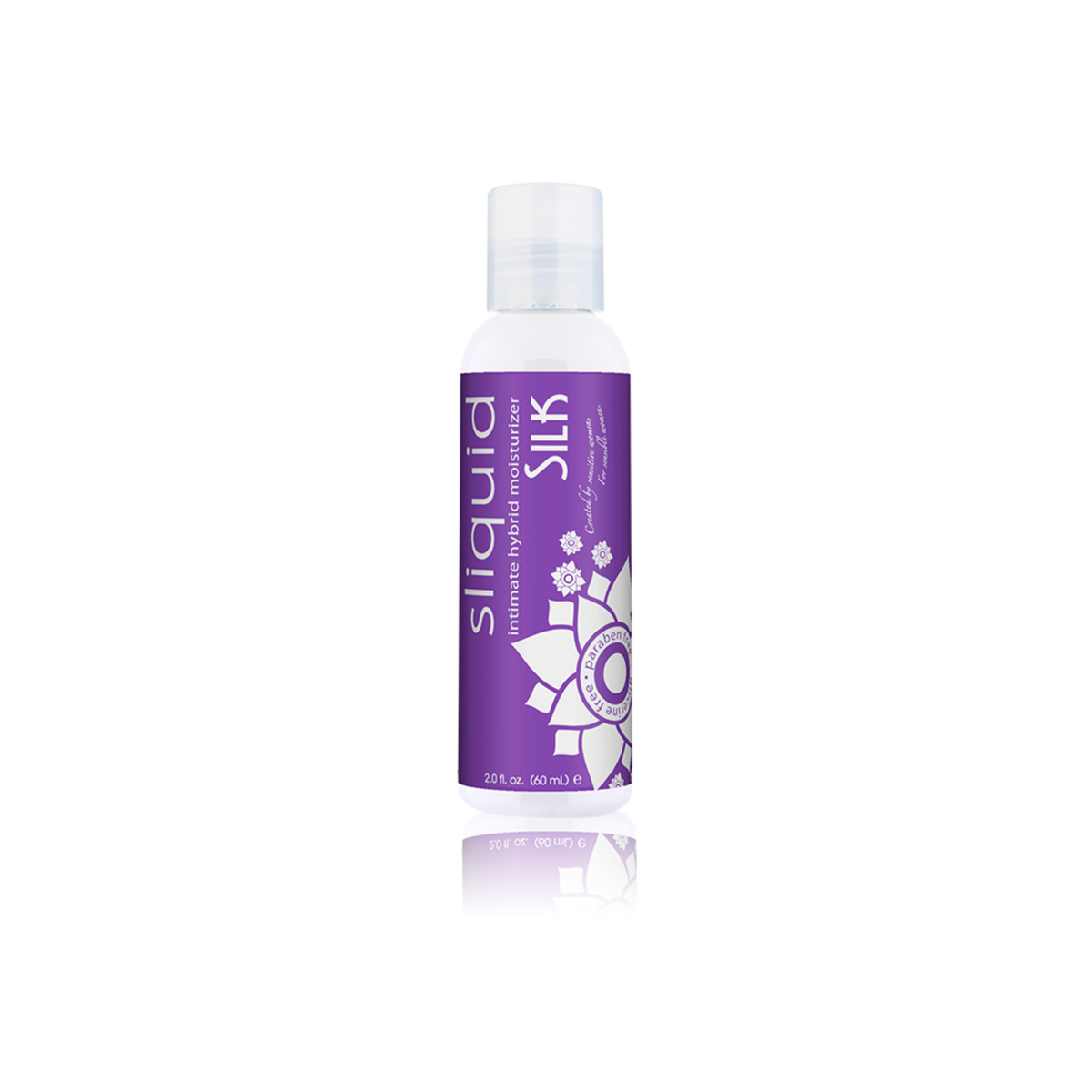 An image of Sliquid Silk Hybrid 60ml lubricant in white background. 