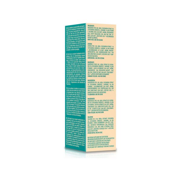 An image of the back of the "Spanish Fly Love Potion" box, showing the ingredients list and directions in multiple languages. 