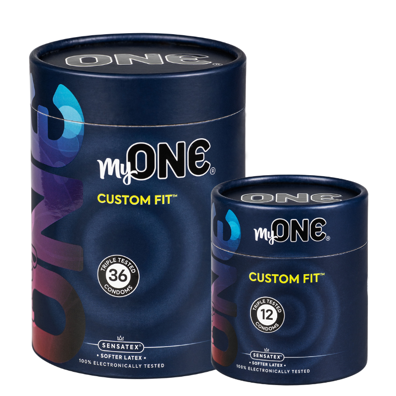 myOne custom fit condoms made from softer latex. Regular size condoms