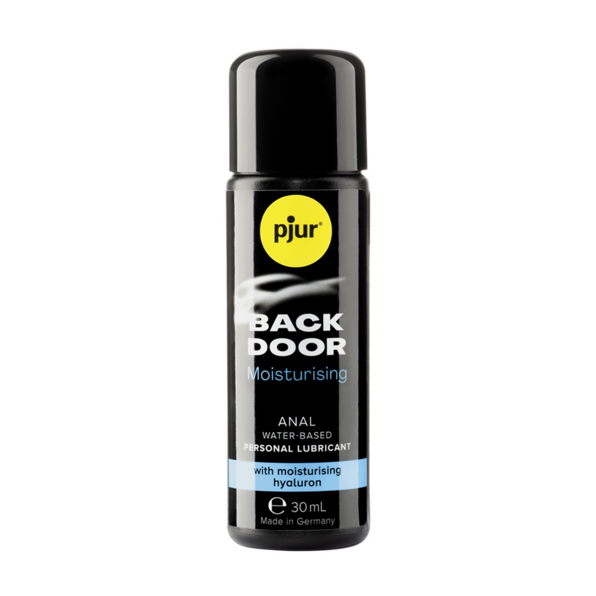 Black 30 ml bottle of plur back door moisturizing product on a white background Main image