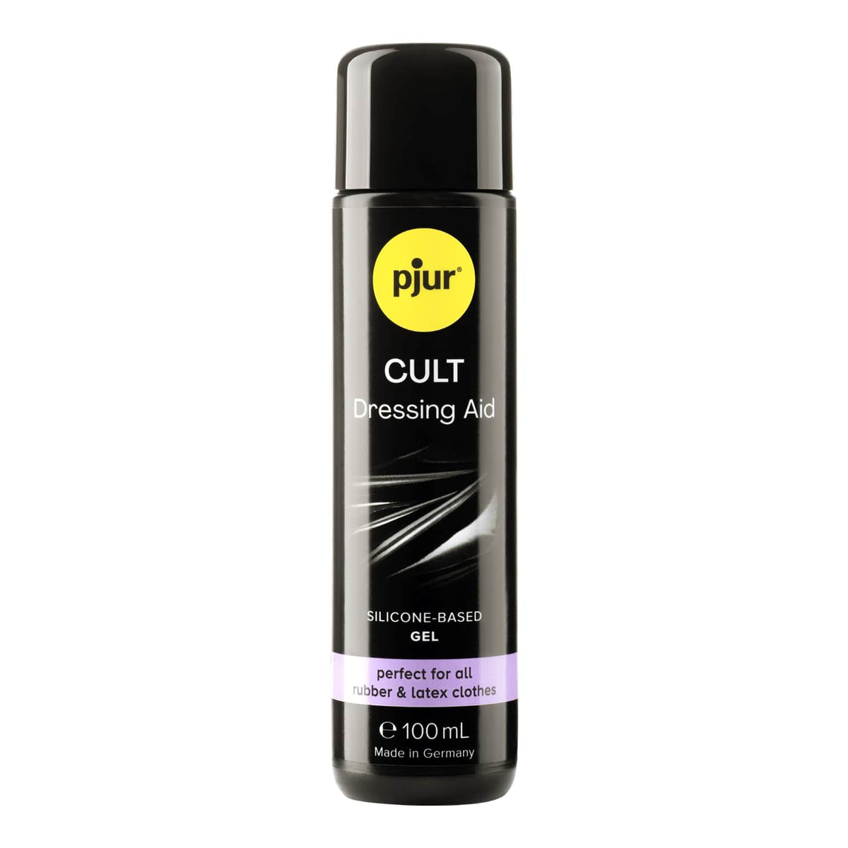 A black bottle of Pjur Cult Dressing Aid is shown on a white background. Main image