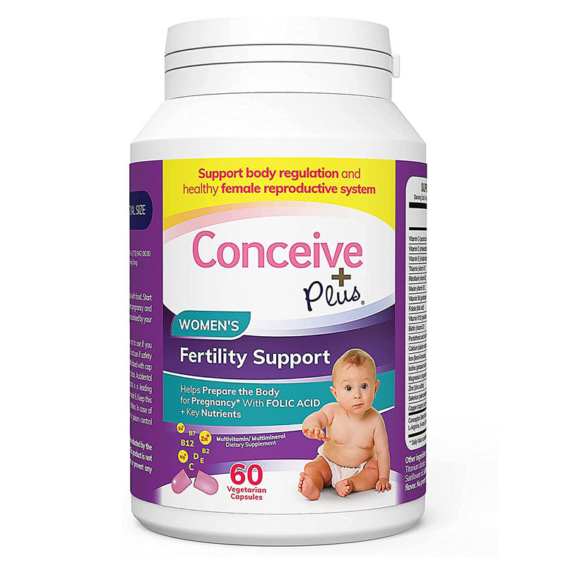 Sasmar Conceive Plus Women's Fertility Support 60 caps Bottle Front | WorldCondoms Main image